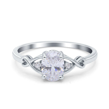 Oval Filigree Infinity Engagement Ring Simulated Cubic Zirconia 925 Sterling Silver